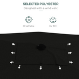Outsunny 2 x 3m Rectangular Garden Parasol with Crank Handle & Tilt, UV Resistant – Patio Sunshade, Black