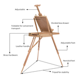 HOMCOM Folding Wooden Tripod French Art Easel with Drawing Board – Adjustable, Portable Painting Stand