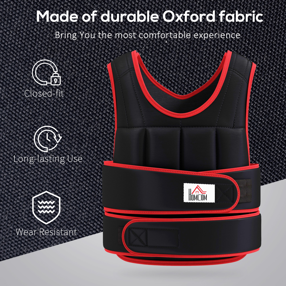 HOMCOM 20kg Adjustable Weighted Vest with Double Belt & Soft Padding – One Size Running & Gym Training Vest