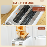 HOMCOM Quick Boil Kettle & Toaster Breakfast Set – Matching Coordinated Design with Adjustable Browning