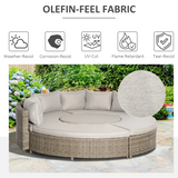 Outsunny 8-Seater PE Rattan Daybed Set with Lift-Up Table, Cushions & Furniture Cover – Outdoor Garden Lounge