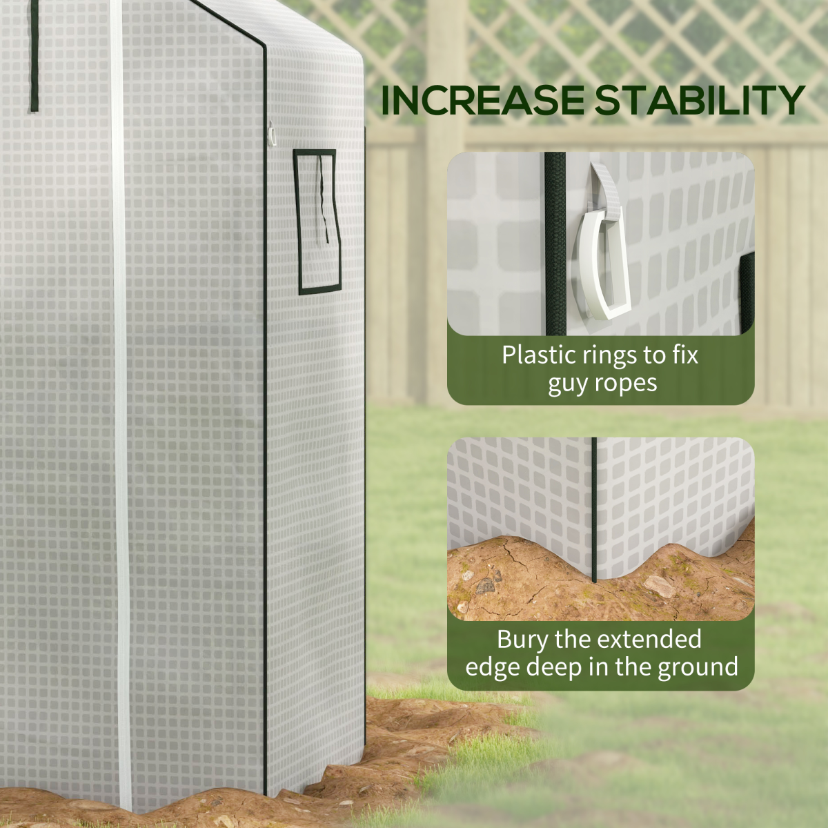 Outsunny Greenhouse Replacement PE Cover with Roll-up Door & Mesh Windows – Cover Only, White