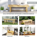 Outsunny 2-Seater Solid Fir Wood Garden Bench – Weather Resistant Outdoor Patio Seat with Foot Rest
