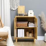 HOMCOM Chevron Door Sideboard Storage Cabinet with Inner Shelf – Living Room & Kitchen Storage, Natural