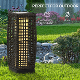Outsunny Rattan Solar Lantern with Auto On/Off Warm White LED – Outdoor Garden Floor Lamp, IP44