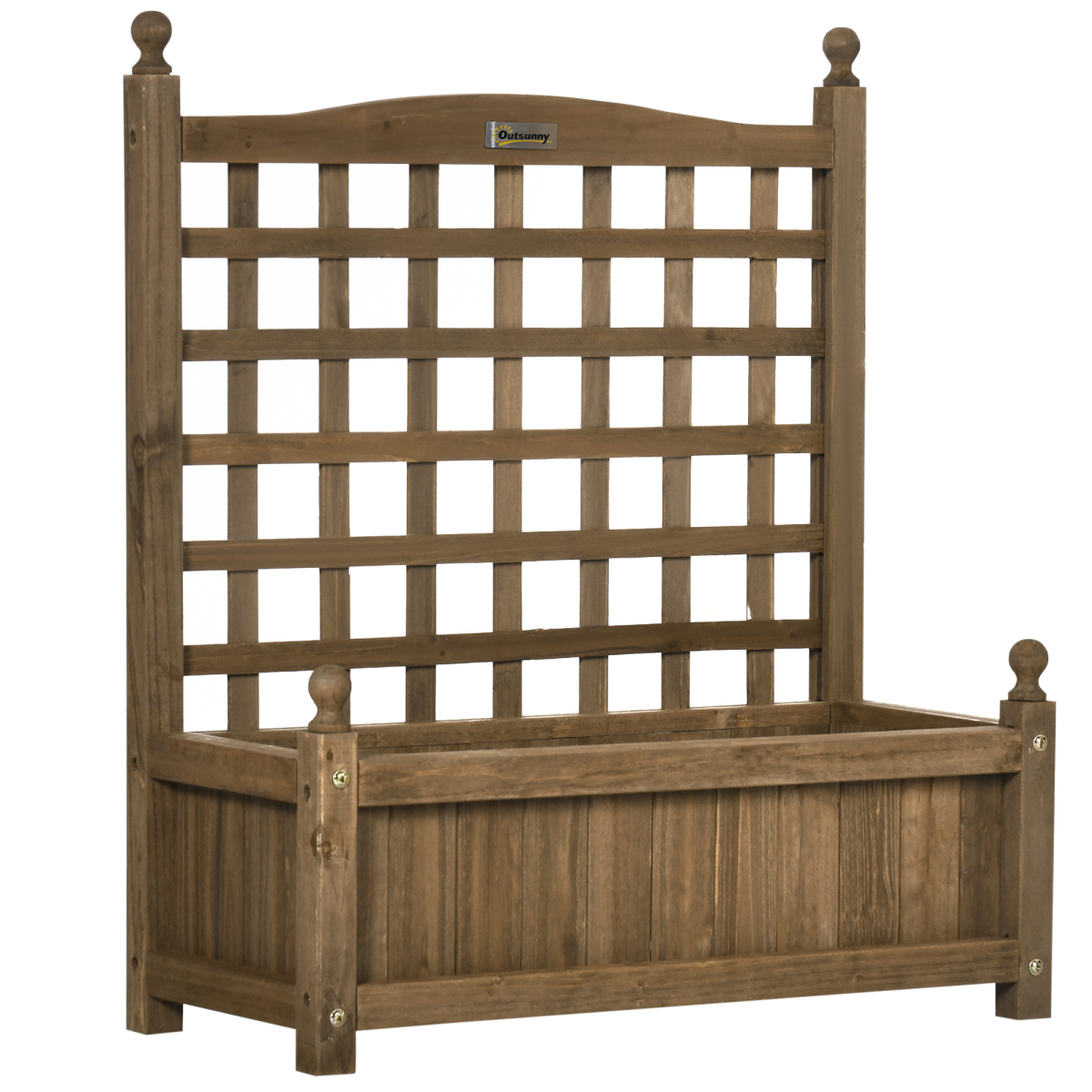 Outsunny Brown Garden Planter with Climbing Trellis – Indoor Outdoor Plant Support for Vines