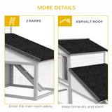 PawHut Large Two-Tier Rabbit Hutch with Run, Tray & Ramp – Wooden Guinea Pig House, Grey