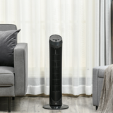 HOMCOM 30-Inch Quiet Tower Fan with 3 Speeds and Noise-Reduction Design – Bedroom & Office Cooling, Black