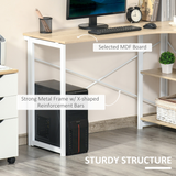 HOMCOM L-Shaped Folding Computer Desk with 2 Shelves – Oak Tone, Space-Saving Home Office