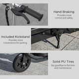 HOMCOM Folding Kids Electric Scooter with 12V Batteries, Front Brake & PU Wheels – E-Scooter for Ages 7–14