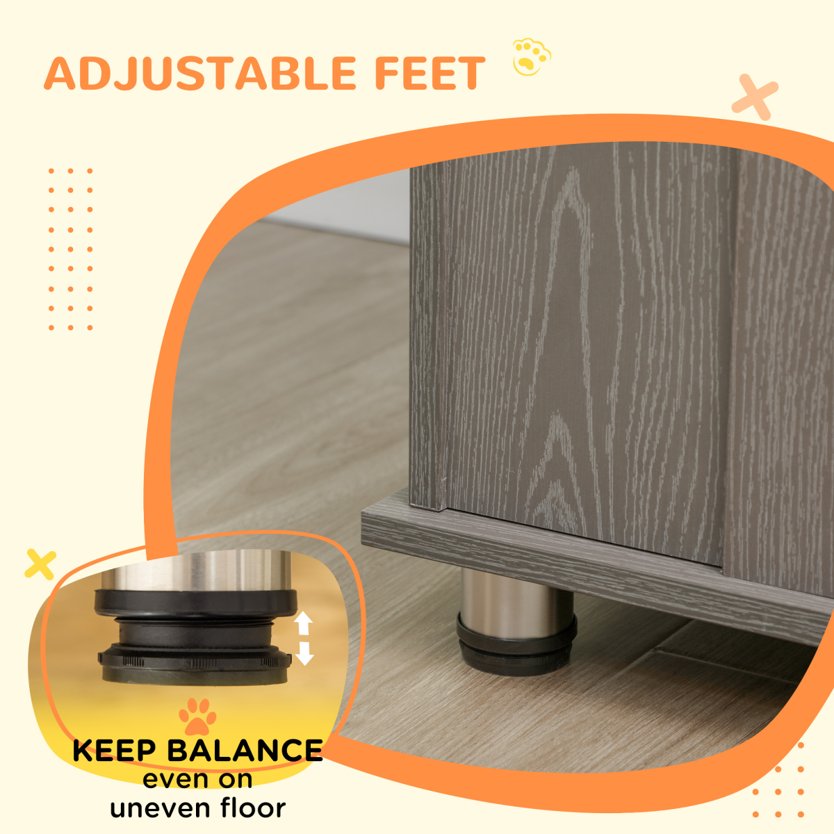 PawHut Extra Large Dog Crate Furniture with Magnetic Locking Doors – Indoor Kennel, End Table, Grey