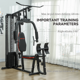 SPORTNOW Compact Multi Gym with 45kg Weight Stack, High Pulley, Chest Station & Leg Press – Home Gym Machine, Black