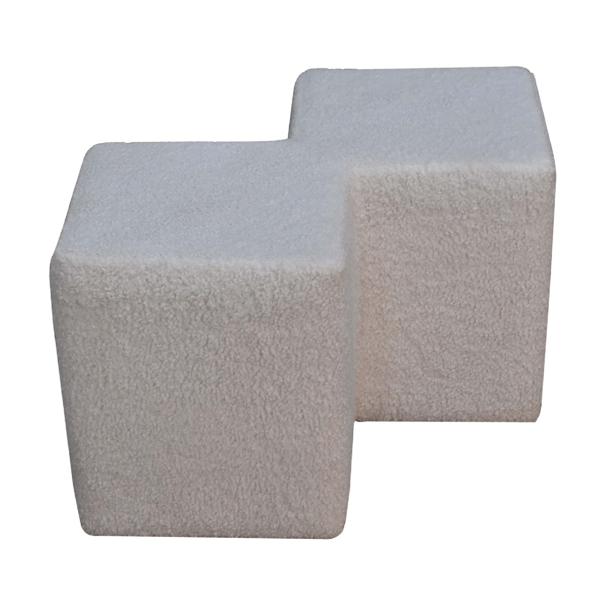 Artisan Furniture Twin Footstool in Solid Wood with White Boucle Upholstery – Seats Two, Contemporary, White