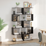 HOMCOM 5-Tier S-Shaped Bookcase – Open-Back Display Shelving and Room Divider, Black