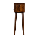 Artisan Furniture Solid Wood Mini Curved Console Table with 2 Drawers & Open Slot – Chestnut, Brown
