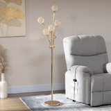 HOMCOM K9 Crystal 5-Light Upright Floor Lamp with Bead-Filled Shades – Glamorous Statement Lighting, Gold