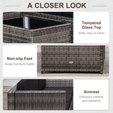 Outsunny Grey Rattan Sofa Set side view
