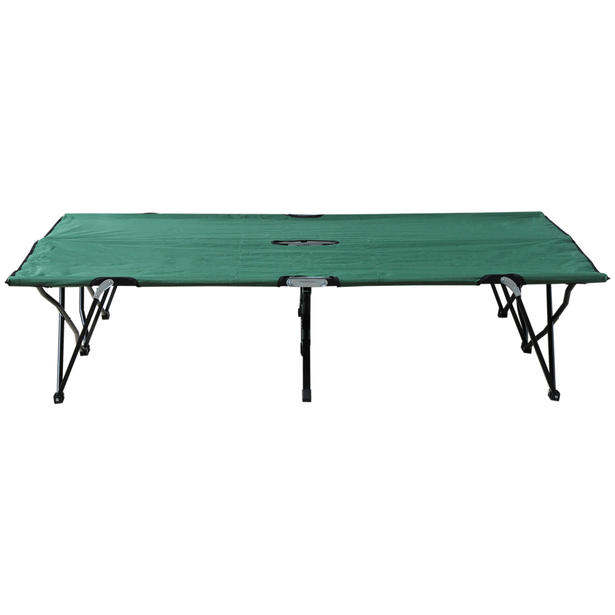 Outsunny Double Camping Cot with Carry Bag, 136kg Capacity – Folding Two-Person Camp Bed, Green