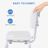 HOMCOM Adjustable Aluminium Shower Stool with U-Shaped Seat, Handle and Non-Slip Feet – Bath Chair, 136kg