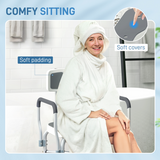 HOMCOM Shower Stool with Padded Seat, Drainage Holes & Aluminium Frame – 136kg Capacity, Adjustable Height