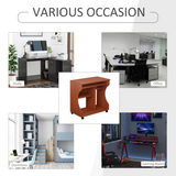 HOMCOM Computer Desk with Wheels, Pull-Out Keyboard Tray and Shelves – Mobile Laptop Writing Table, Cherry Wood