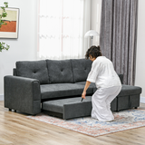 HOMCOM Dark Grey Sofa Bed dimensions diagram