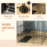 Pawhut DIY Small Animal Playpen with 24 Wire Panels & Ladder – Rabbit, Guinea Pig & Chinchilla Cage, Black