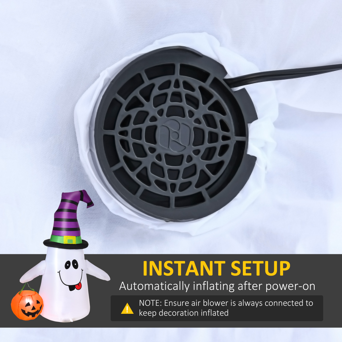 1.2m Inflatable Witch Ghost Halloween Decoration with LED Pumpkin