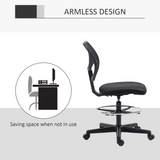 Vinsetto Tall Draughtsman Chair with Footrest Ring & Mesh Back – Drafting Stool for Standing Desks, Black