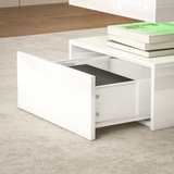 HOMCOM LED Coffee Table with Storage Drawers & Open Shelf, Remote Control – High Gloss Living Room Table, White