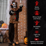 HOMCOM 67 Inch Life Size Halloween Talking Circus Clown with Light-Up Eyes and Laughter – Indoor/Covered Outdoor