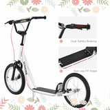 HOMCOM Kids Kick Scooter with Adjustable Handlebar, Dual Brakes & Inflatable Rubber Tyres – Ages 5+