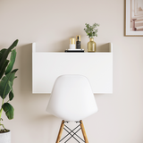 Wall-Mounted Drop Leaf Floating Desk with Storage Compartments – Fold-Down Laptop Desk for Home Office