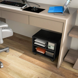 HOMCOM Printer Stand with 3 Compartments and Lockable Wheels – Home Office Storage Cart, 40kg Capacity, Black