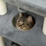 Cat Tree Tower for Indoor Cats with Scratching Posts, Padded Bed and Toy Ball – Light Grey