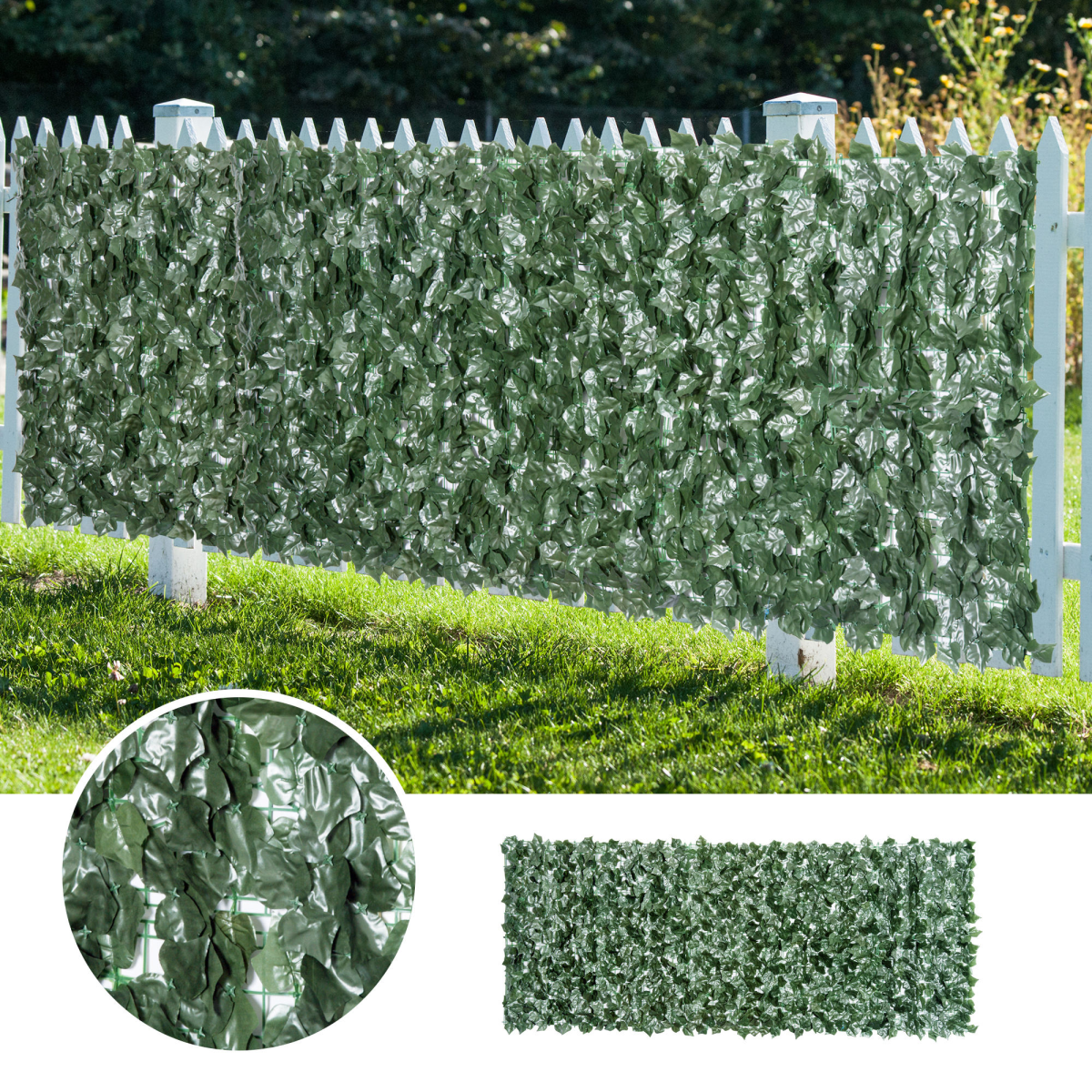 Outsunny Artificial Leaf Hedge Panel 1.5m x 3m – Garden Privacy Screen, UV Stabilised