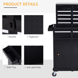 DURHAND Steel 4-Drawer Rolling Tool Cabinet with Removable Top Chest and Cupboard – Black