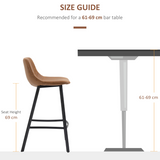 HOMCOM Set of 2 Industrial Bar Stools with Steel Legs & Footrest – Kitchen & Home Bar Seating, Brown