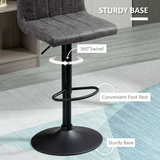 HOMCOM Set of 2 PU Leather Adjustable Bar Stools with Footrest – Swivel Counter Seating, Grey