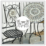 Outsunny 3-Piece Mosaic Tile Bistro Set with Folding Chairs – Compact Garden Patio Table and Chairs