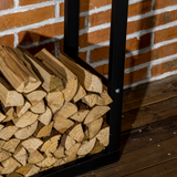 SPORTNOW 150cm Metal Firewood Log Holder Rack with Elevated Design, Balanced Base and Side Rails – Black