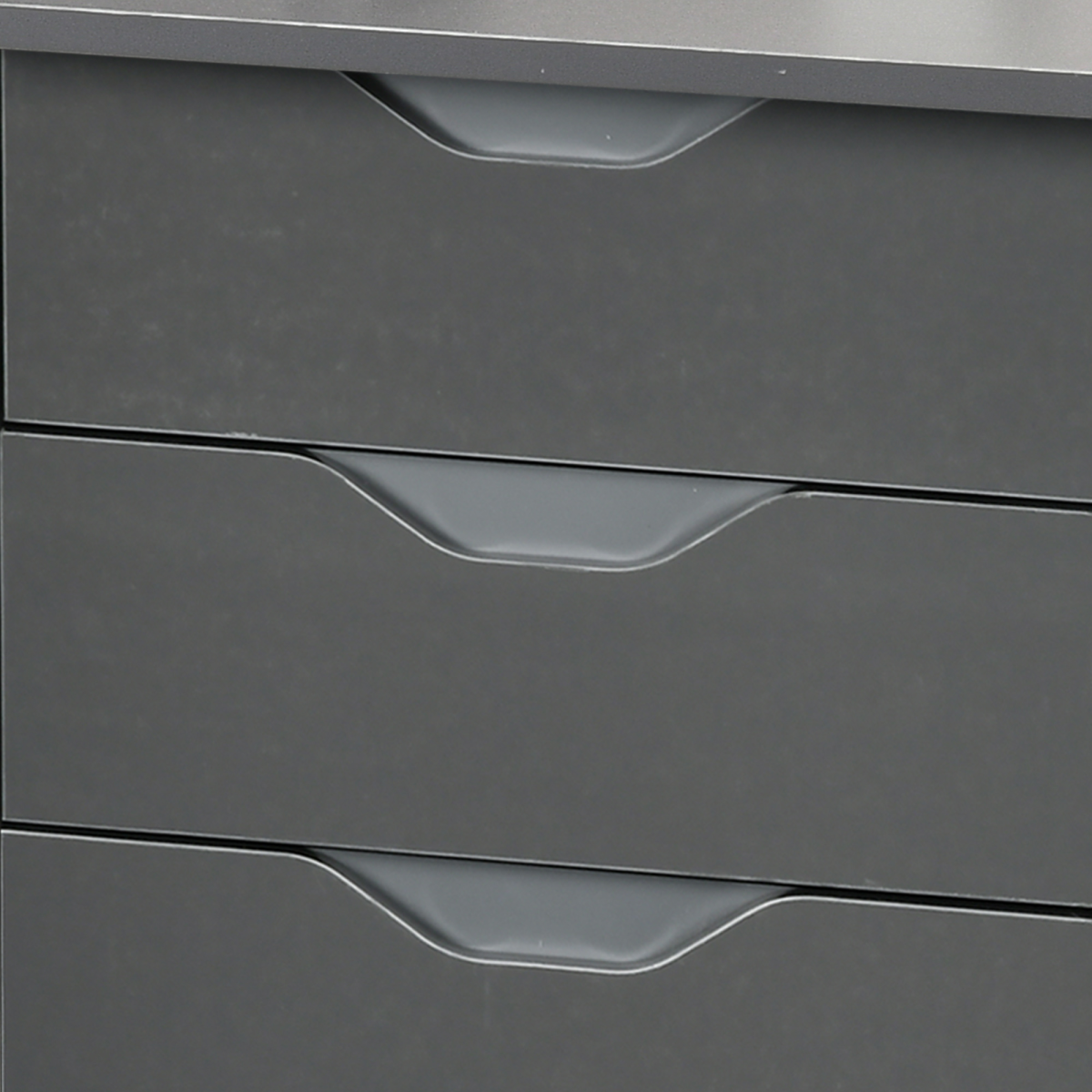 HOMCOM Computer Desk with 3 Drawers – Home Office Workstation with High Gloss Finish, Grey