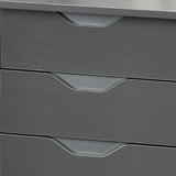 HOMCOM Computer Desk with 3 Drawers – Home Office Workstation with High Gloss Finish, Grey