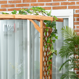 Outsunny Wooden Garden Bench with Arch Pergola, Side & Top Trellis – Patio Arbour Seat, Natural Finish