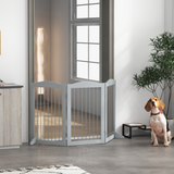 PawHut Foldable Dog Gate with Two Support Feet – Freestanding Pet Barrier for Doorways & Stairs, Grey