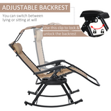 Folding Zero-Gravity Recliner Rocker with Canopy, Padded Headrest and Side Tray – Outdoor Lounge Chair