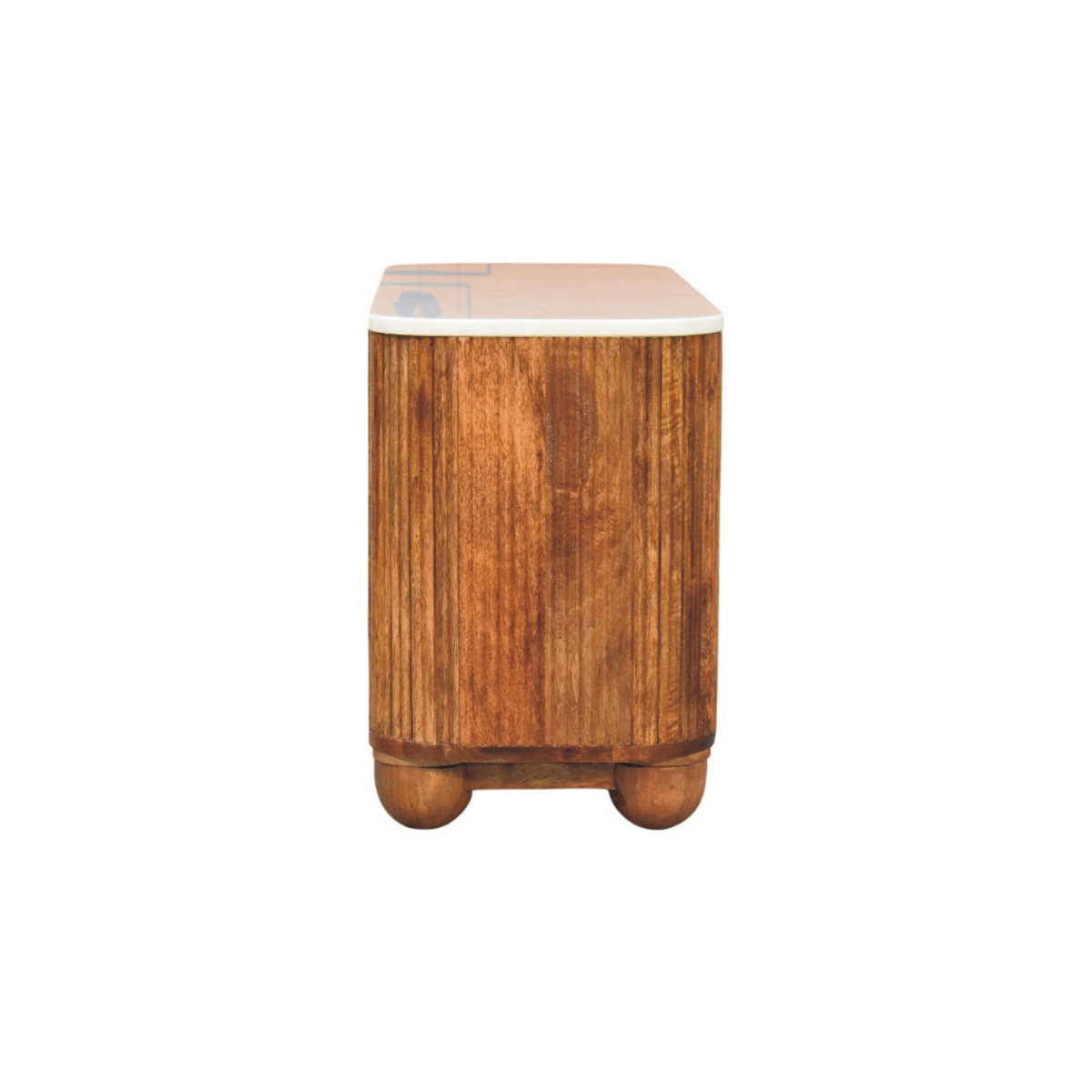Artisan Furniture Beaumont Solid Mango Wood Shoe Bench – White Marble Top, 2 Shelves, Golden Teak