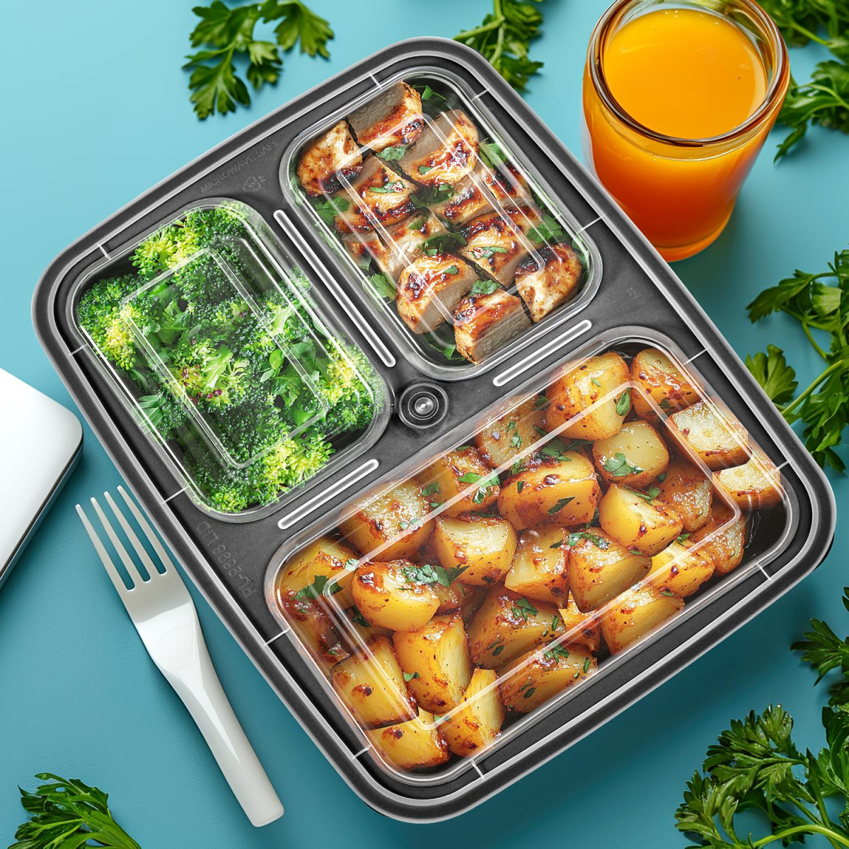 Vinsani 10 Pack Meal Prep Containers, 3 Compartments, 32oz with Airtight Lids – Microwave & Freezer Safe