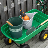 Outsunny 75L Garden Cart with 4 Wheels & Tipping Mechanism – Heavy Duty Steel Wheelbarrow Trolley, Green