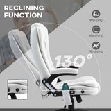 Vinsetto Reclining Office Chair with Heated Massage Points and Remote – Linen-Look Computer Chair, Cream White
